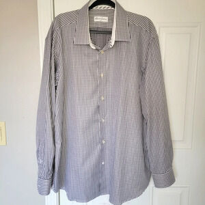 Robert Graham Black White Checked Long Sleeve Button Down Shirt Size 46 / 2XL